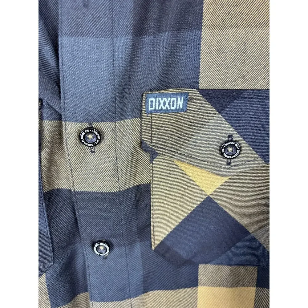 NWOT Dixxon Flannel Co The Journey Size Small Black Yellow Plaid Shirt